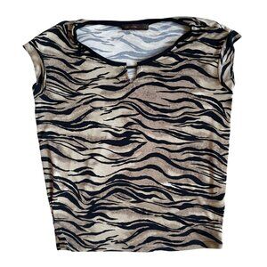 the limited brown & black zebra cap sleeve blouse size small